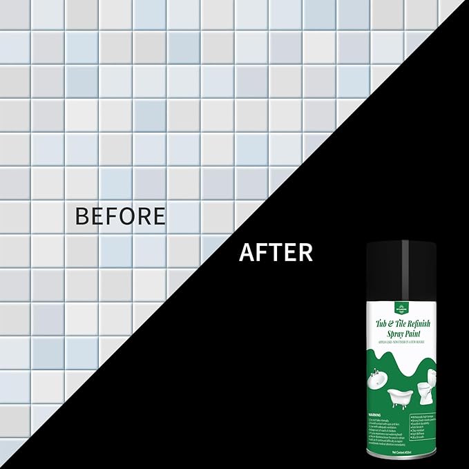 styleonme Tub and Tile Spray Paint Black, 450ml 1 pack, Diy Countertop Paint kit, Suitable for Ceramic, Porcelain, Fiberglass, Bathtub, Tile, Bathroom wall Repair Spray Paints