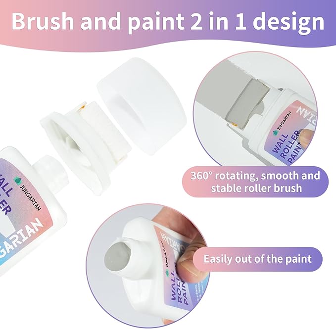 Wall Paint Kit - 2X Concentrated Formula Wall Repair Roller Superior Coverage & No Dripping - Water-Based Touch Up Paint Roller Kit for Remove Graffiti, Stains, Yellowing - 100g, Light Grey