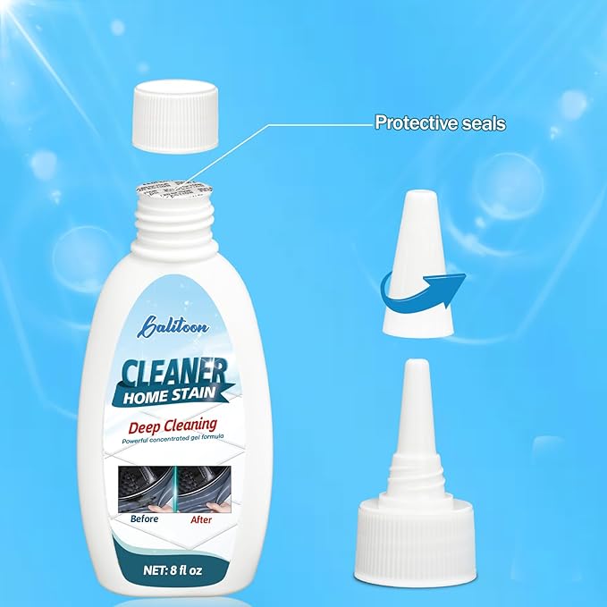 Mold Stain Cleaning Gel, Washing Machine Cleaner for Washing Machine Seal, Refrigerator Strips, Best for Home Sink, Kitchen, Showers, Household Grout Cleaner (8 Fl Oz (Pack of 1))