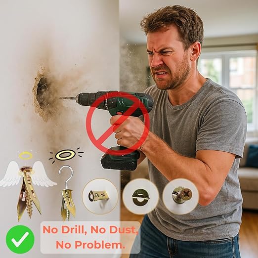 221Pcs Self Drilling Drywall Anchors Kit with Screws, Ceiling Hooks & Magnetic Wristband -No Drill Needed, Reusable Anchors for TV, Shelves, Cabinets - Zinc Plated Steel & Stainless Drywall Repair Kit