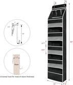 Univivi 6-Shelf Over Door Hanging Organizer Fabric Baby Door Storage with 5 Large Pockets and 3 Small PVC Pockets Wall Mount Hanging Storage Organizers for Baby Essential (Black)