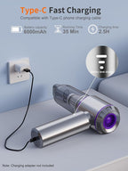 Vacuum/Air Duster 80,000RPM Super Power Mini Car Vacuum Cleaner 4-in-1 air Blower Gun Air Duster & Air Blower & Pump Hand Electric air Duster Handheld dust Blower Blower Cordless (Purple)