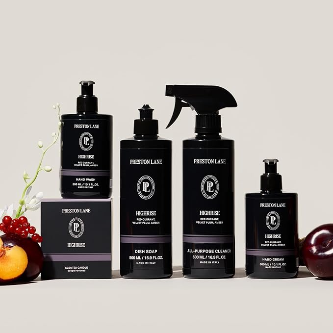 Signature Set, Includes All Purpose Cleaner, Dish Soap, Hand Wash, Hand Cream, & Scented Candle, Highrise