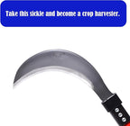 1pce 470mm/18.5in Manganese Steel Billhook Brush Clearing Sickle for Grass,Weeding Tools for Garden,Curved Sawtooth Sickle,Machete Axe for Cutting Trees,Steel Blade Knife in Hand