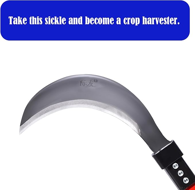 1pce 470mm/18.5in Manganese Steel Billhook Brush Clearing Sickle for Grass,Weeding Tools for Garden,Curved Sawtooth Sickle,Machete Axe for Cutting Trees,Steel Blade Knife in Hand