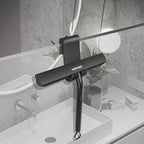 Shower Squeegee for Glass Doors with Adhesive Hook, All-Purpose Squeegee for Shower Glass, Bathroom, Window, Mirror, Car Glass and Tile Wall-8 Inches,Black