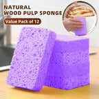 12 - Pack Non-Scratch Scrub Sponges - Sponges for Dishes and Washing Dishes, Cleaning Sponges for Kitchen Home Bathroom Cars, Funny Cut-Outs DIY for Kids (Purple