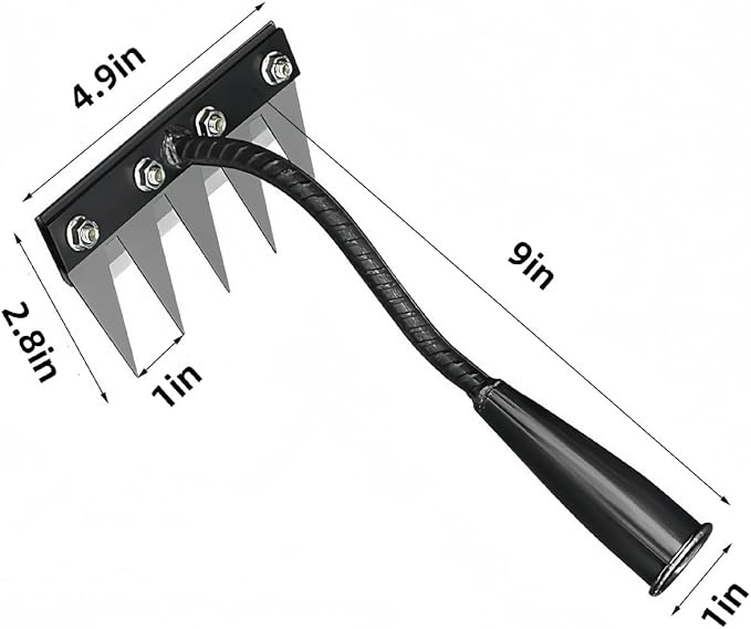 2025 New Gardening Hand Weeder Tool，Gardenia Iron Weeding Rake ，Manual Weeder Tool with Detachable Blades，Tool for Effortless Weed Removal， Flower Beds & Vegetable Patches (No Wooden Handle)