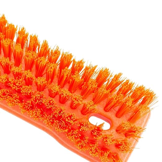 SPARTA Comfort Grip Scrub Brush Hand Brush for Bathroom, Kitchens, Countertop, Plastic, 8 Inches, Orange