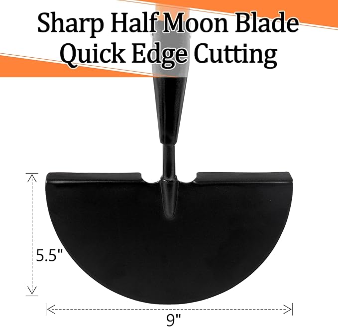 VNIMTI Lawn Edger Tool, Manual Lawn Edger with Fiberglass Handle, Half Moon Garden Edger for Landscaping, 56 Inches