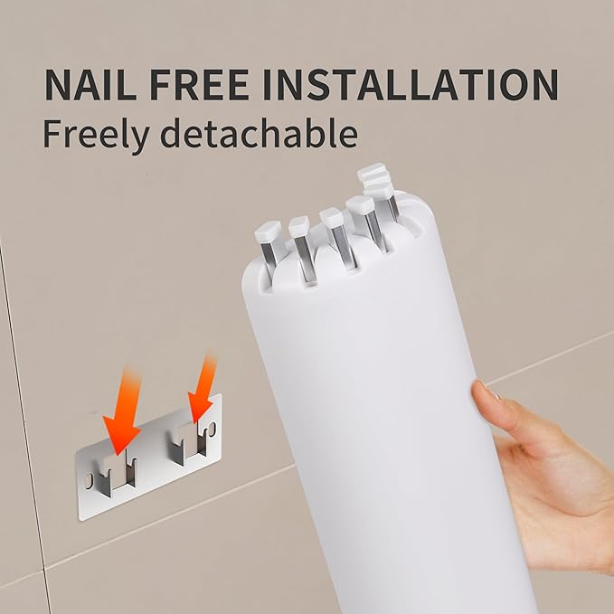 LEQ Wall Mounted Clothes Drying Rack, Garment Rack Foldable Space Saving Laundry Drying Rack with 7 Hanging Rods,Drying Rack Clothing for Laundry Balcony Bedroom Household Aluminium