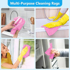 GLIMGLINT Pink Microfiber Cleaning Cloth, 100 Pack Cleaning Rags, Lint-Free, Ultra Absorbent Reusable Paper Towels for Home, Kitchen, Car, Garage or Shop, Dish Rags, 11" x 9"