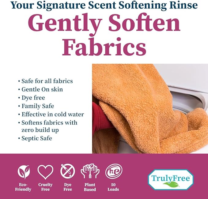 Fabric Softening Conditioner for Clothes| Safe for Babies & Kids with Sensitive Skin | Plant-Based | Includes 4 Refills| Signature Scent Rinse(200 Loads)