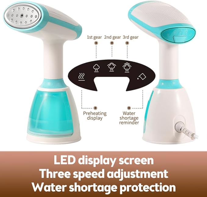 Handheld Steamer for Clothes 1500W 20s Heatup Fabric Wrinkles Remover Portable Handheld Garment Steamer with Removable Water Tank and Fabric Brush Steamer for Garments(White)