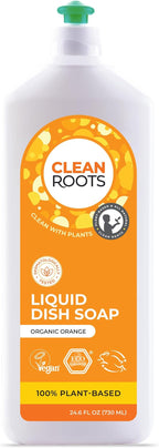 Liquid Dish Soap – EcoGarantie Certified, 100% Plant-Based Formula, Made with Organic Ingredients, Scented with Organic Orange Essential Oil – 24.6 fl oz (730 mL), Pack of 3