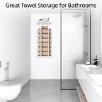 STWWO Wall Towel Rack for Rolled Towels, Towel Storage for Small Bathroom Can Holds 6 Large Towels, 30 inch Towel Racks with Shelf, White