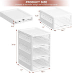 Stackable Closet Organizer Box with lid Plastic Drawer Storage for Armoire and Wardrobe, Foldable Clothes and Towel Storage Basket Bins for Kitchen, Bedroom, Bathroom, Laundry Room, Clothing
