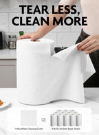 Fantasticlean Microfiber Cleaning Cloth Roll -675 Pack, Tear Away Microfiber Towels, 12" x 12", Reusable, Washable, Ultra Absorbent Dishcloth for All-Around Cleaning Supplies (9 Rolls of White)