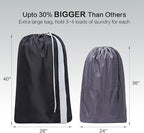 HOMEST XL Nylon Laundry Bag with Strap, Large Dirty Garments Organizer, Easy Fit a Hamper or Clothing Basket, Can Carry Up to 4 Loads of Clothes, Black