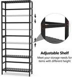 VASMIA 6-Tier Bamboo Shelf,Bamboo Storage Shelving Unit,Tall Bookcase with Adjustable Shelves,Multipurpose Storage Display Shelf for Bathroom, Living Room, Balcony, Kitchen,Black