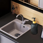 Black Glass Soap Dispenser Set with Bamboo Pump, 13.5oz Refillable Liquid Hand Soap Dispenser, Lotion Dish Soap Dispenser for Modern Home Decor, Bathroom, Kitchen Countertop, Hotel(2 Pack)