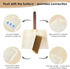 Hand Broom and Dustpan Set,Portable Small Dustpan and Brush Set with Sapele Wood Handle,Teeth Design,Compact Hangable Broom with Dustpan for Cleaning Desktops Kitchen Sofa Pet Hair,Beige