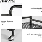 HDANI 3 Tier Metal Rolling Heavy Cart Supports 40 Lbs Per Tier,Rolling Cart with 2 Lockable Wheels for Office,Home,Bedroom,Kitchen,Bathroom(Black)…