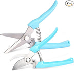 2 Pack Stainless Steel Pruning Shears & Garden Shears, Sharp Bypass & Straight Blade Garden Scissors, Comfortable Grip & Safety Lock for Pruning, Cutting and Fruit Picking