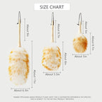Lambs Wool Duster for Cleaning Window Blinds Computer Furniture TV Computer Screens Bookshelves Solid Wooden Handle Natural Feather Duster,16'', Yellow&White