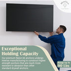 Premium Nylon 66 Self-Drilling Drywall Anchors & Screws kit | Hang Cabinets, Tv Wall Mount, Pictures, Towel Racks | 100#8X 1-1/4 Philips Screws and 100 Nylon Anchors | Holds 90lbs