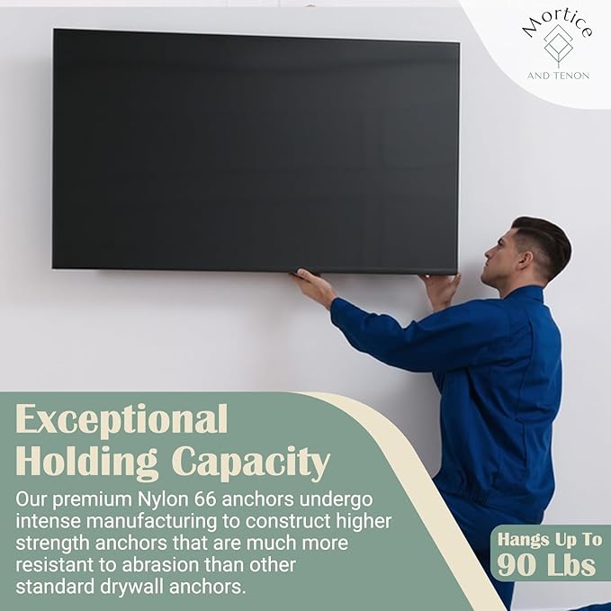 Premium Nylon 66 Self-Drilling Drywall Anchors & Screws kit | Hang Cabinets, Tv Wall Mount, Pictures, Towel Racks | 100#8X 1-1/4 Philips Screws and 100 Nylon Anchors | Holds 90lbs