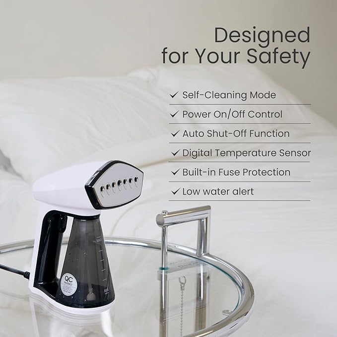 Osner Handheld Garment Steamer for clothes, 1450W Quick Heat Auto-trigger, Compact Travel Steamer, Clothes Steamer, Fabric Wrinkle Remover with Lint Brush Steam Nozzle (8.2 ft cord, White Plus)