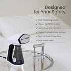 Osner Handheld Garment Steamer for clothes, 1450W Quick Heat Auto-trigger, Compact Travel Steamer, Clothes Steamer, Fabric Wrinkle Remover with Lint Brush Steam Nozzle (8.2 ft cord, White Plus)