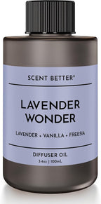 Scent Better Lavender Wonder Aroma Essential Oil Blend: an Aromatherapy Blend of Lavender, Soft Vanilla, and Freesia for Ultrasonic Diffusers & Nebulizers (3.3 Fl Oz, 100 mL)