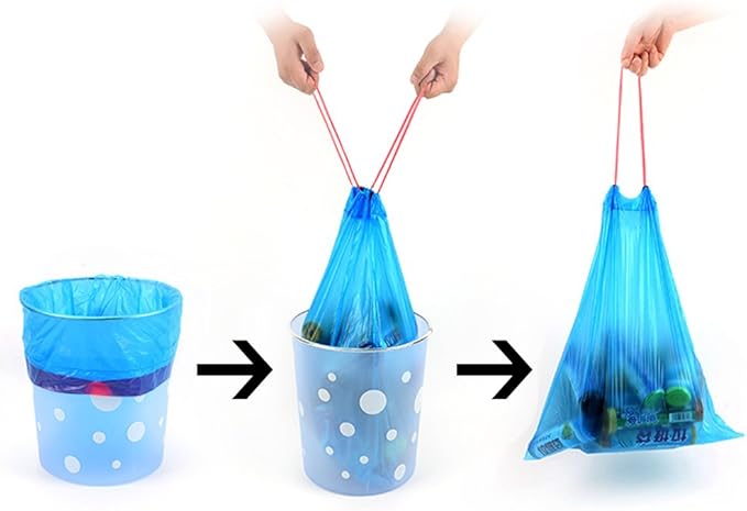 Fiaze Drawstring Trash Bags, 6 Gallon, 200 Counts (Blue)