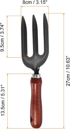 PATIKIL 10.6" 3 Tines Hand Gardening Fork, Carbon Steel Thickened Hardened Digging Pitch Fork for Backyard Weeding Farm Planting, Grey