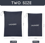 Travel Laundry Bag (2 Pcs - Large + Small) - Foldable Waterproof Washable Wet Dry Bag for Gym, Swimming, Yoga, and Workout Perfect for Dirty Clothes, Bathing Suits, Travel Accessories - Navy Blue