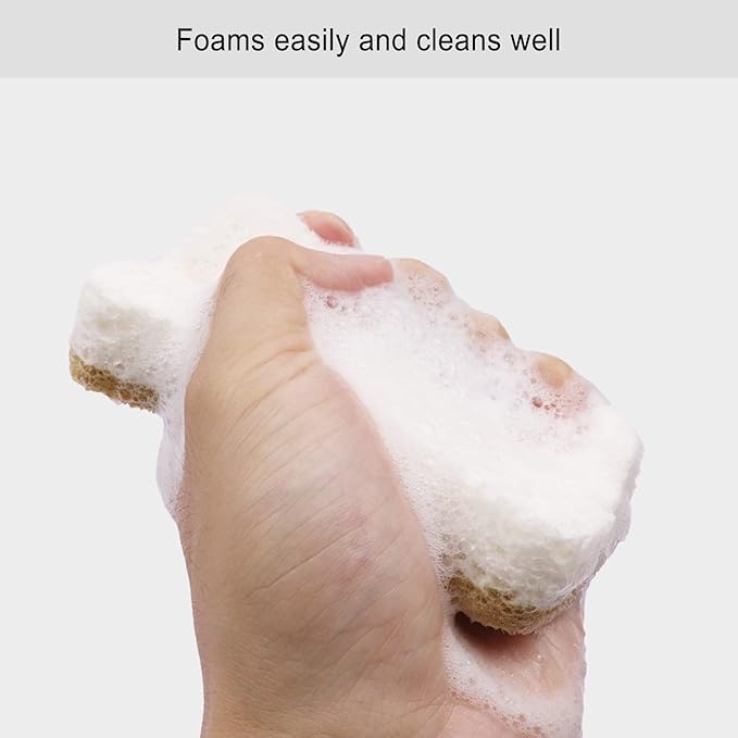 Natural Sponge, Sponges Individually Wrapped, Non Scratch Kitchen Cleaning Sponge Scouring Pad Cellulose Coconut Scrubbing Sponge for Washing Dishes (Pack of 20 - Yellow)