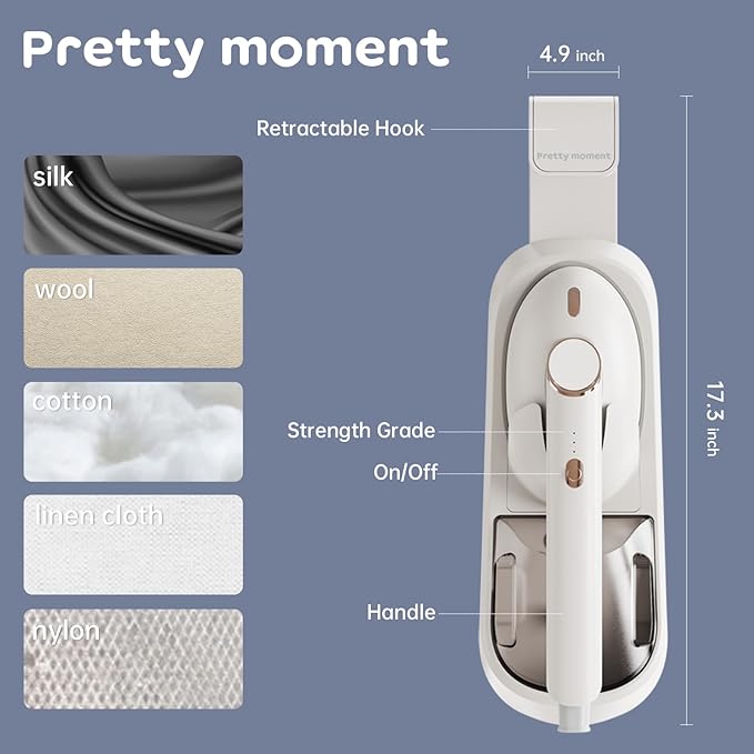 Steamer for Clothes, 1500W Large Soleplate Clothes Steamer Iron, Detachable 400ml Water Tank Garment Steamer Professional Steam Iron, 20s Rapid Heat Up Fabric Wrinkles Remover and Auto-Off