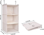 Hanging Closet Organizer, Easy Mount Foldable 3-Shelf Hanging Closet Wardrobe Storage Shelves, Clothes Handbag Shoes Accessories Storage, Imitation Linen Fabric, Beige Houndstooth
