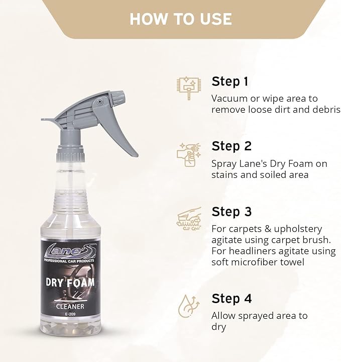 LANE'S Carpet Cleaner Spray- Carpet Cleaner Foam, Removes Odor, Fights Tough Dirt and Stains, Professional Grade Cleaning Spray E-209-16 ounces