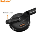 SOLUDE 2 Pack Heavy Duty Vacuum Handle Suction Cups for Lifting Large Glass/Window/Tiles/Mirror/Granite/Floor Gap Fixer/Windshield Removal & Install Tool, Black