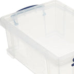 Really Useful Box Stackable 9 Liter Plastic Storage Container Bin with Snap Lid and Built-In Clip Lock Handles for Home & Office Organization (5 Pack)