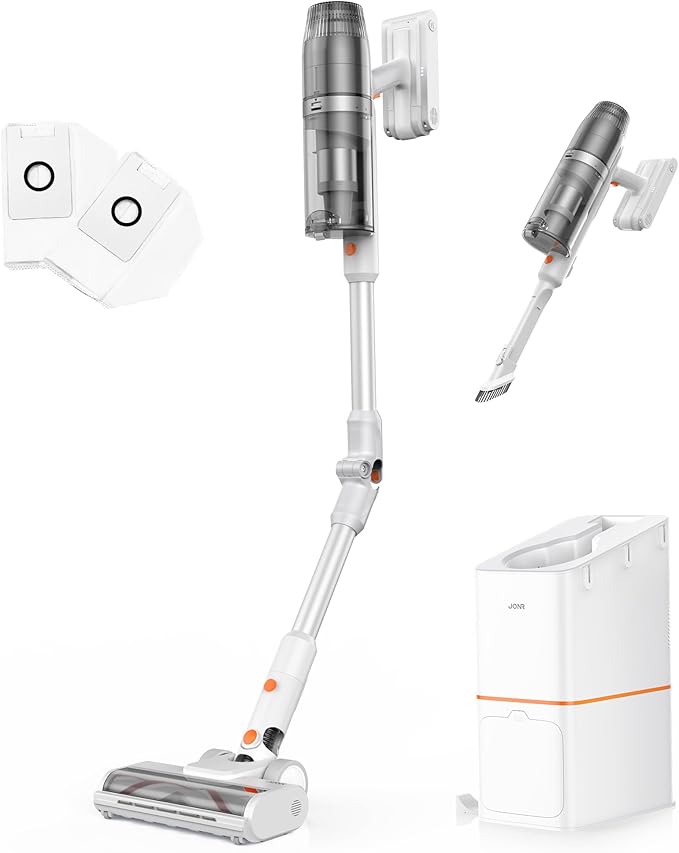 JONR VC08 Pro Cordless Vacuum Cleaner with Auto-Empty Station Powerful Suction, 2.5L Large Dust Bag, 3 in 1 Clean Staion, Rechargeable, Stick Vacuum for Pet Hair, Carpets & Hardfloor