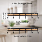 Kitchen Utensil Hanger, Wall Mout Kitchen Utensil Holder Organizer Rack with 6 Hooks, 2 Set Kitchen Wall Hooks for Hanging Cooking Utensils Set, Heavy Duty Wall Shower Hook