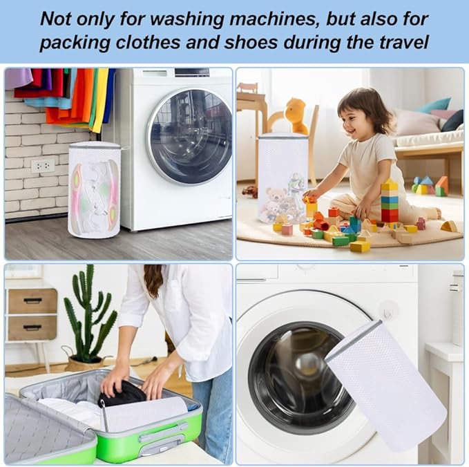 Vivifying Shoe Washing Machine Bag, 2 Pack Honeycomb Mesh Laundry Bag with Zipper for Sneakers, Running Shoes, Sock, Bras, Delicates and Toys