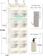 Heavy Duty Over The Door Organizer 5 Tiers, Extra Large Behind Door Storage of 10 Big Front & 10 Mesh Pockets, 80lb Weight Capacity, Doors Organizer Hanging for Closet Bathroom Bedroom Nursery, Beige