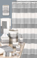 Zahari Home 4pc Modern Line Modern Bathroom Accessories Set Modern Soap Dispenser, Tumbler, Tooth Brush Holder and Dish Soap Holder Luxury Contemporary Grey Decor Unique Design Luxury Bath Set