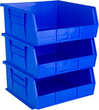 Hudson Exchange 11" x 11" x 5" (3 Pack) Plastic Stackable Storage Bin and Hanging Container, Blue