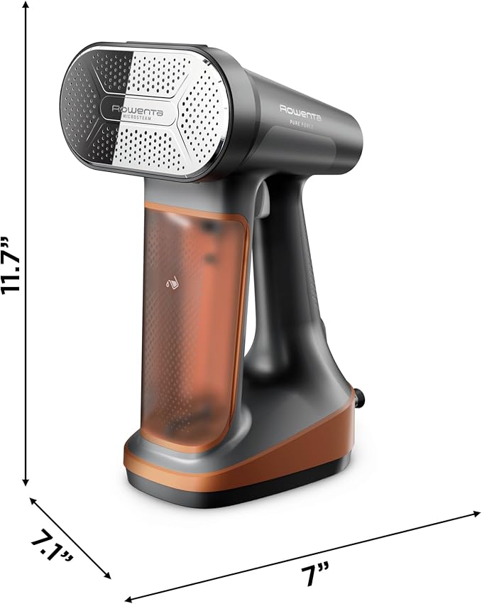 Rowenta Iron Steamer for Clothes, 3in1 Hand Held Steamers, Clothing Steamer, Ironing, Lint Remover, 7.1 Oz Tank, 1875 Watts, Auto-Off, Black & Copper, DR8855